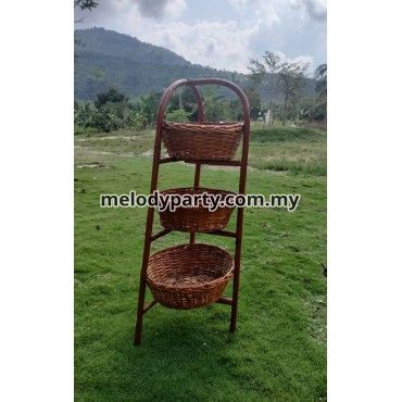 3 tier rattan basket